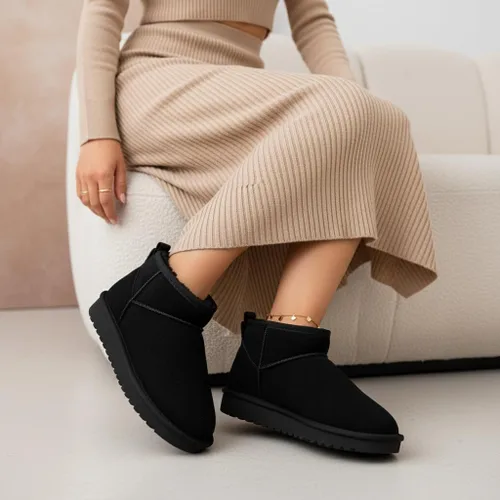 Miniatura 89 de CUSHIONAIRE, Hip 2 - Botas de nieve de gamuza auténtica para mujer, sin cordones, con cómodo forro de piel de oveja sintética + espuma viscoelástica