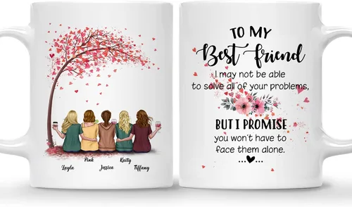 Miniatura 30 de Gossby - Taza de café personalizada para mujer, 2 unidades, con nombres personalizados Taza personalizada para dos mujeres, taza de café
