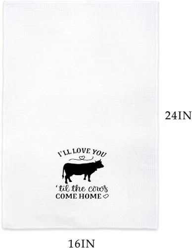 Miniatura 3 de QODUNG I'll Love You Till The Cows Come Home - Toalla de mano suave de 16 x 24 pulgadas, divertida toalla de secado de vaca, paños de cocina