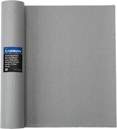 Miniatura 13 de CASOMAN Revestimiento profesional para caja de herramientas y cajón, 24 pulgadas x 24 pies, tapete de goma de espuma antideslizante de fácil corte
