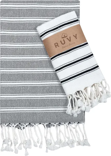 Miniatura 12 de Ruvy Home Basics - Juego de 2 toallas de mano turcas para baño, 18 x 40 pulgadas, algodón, toallas de mano decorativas para cocina, cocina, té, Negro