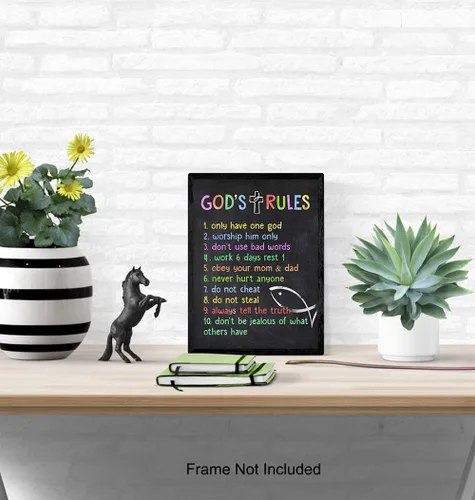 Miniatura 4 de Decoración de pared de los Diez Mandamientos para niños, niñas, habitación de niños pequeños o guardería, arte de pared con versículos religiosos