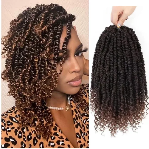 Miniatura 7 de Cabello de ganchillo Passion Twist, cabello Passion Twist pretrenzado, cabello Passion Twist de 10 pulgadas, trenzas de ganchillo cortas Passion