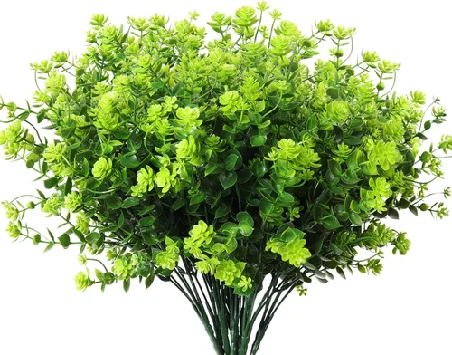 Miniatura 41 de RECUTMS - Flores artificiales, plantas artificiales, resisten los rayos ultravioleta, arbustos sintéticos, para interior y exterior, maceta