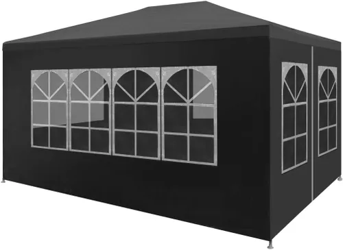 Miniatura 10 de Toldo desplegable, toldo con paredes laterales, kiosco para parrilla, tienda de campaña de 9 pies 10 pulgadas x 9 pies 10 pulgadas, color blanco