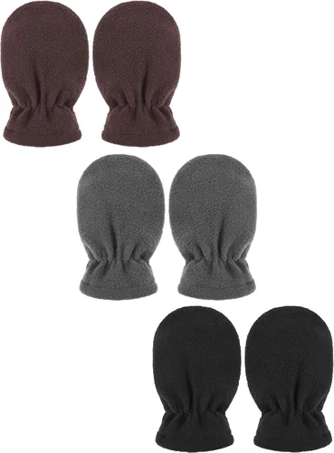 Miniatura 7 de SATINIOR 3 pares de guantes de invierno para bebés y niños pequeños, guantes cálidos de forro polar para bebé niño y niña