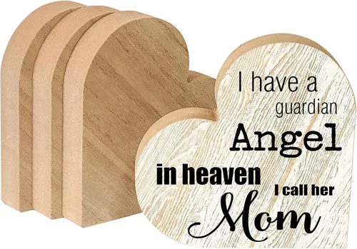 Miniatura 4 de Paquete de 4 carteles de corazón de madera gruesa de 8 pulgadas para manualidades, bloque de madera de fibropanel de densidad media sin terminar