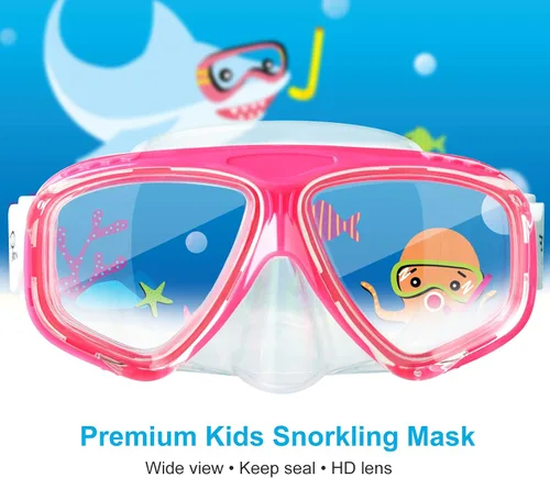 Miniatura 7 de EXP VISION Juego de 2 máscaras de buceo para adultos y niños, gafas de natación de vidrio templado con cubierta de nariz para adultos y niños