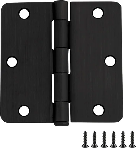 Miniatura 13 de Design House Paquete de 10 bisagras de puerta interior de 3.5 x 3.5 pulgadas con radio de 1/4 de pulgada, negro mate, construcción de acero