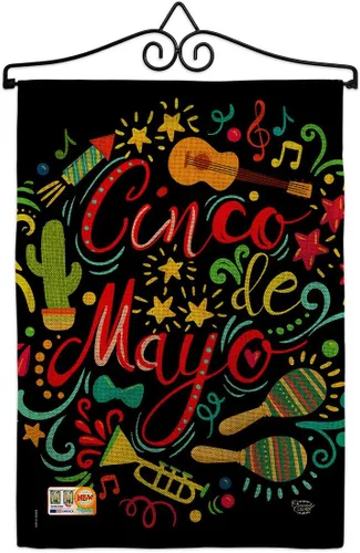 Miniatura 17 de Bandera de jardín de El Fiesta Cinco de Mayo – Fiesta de Verano Cactus Pinata Sombrero Mexicano al aire libre – Cartel de decoración de la casa
