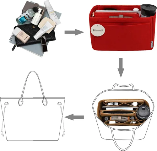Miniatura 5 de Organizador de bolso, organizador de bolso, organizador de bolsa, perfecto para Speedy Neverfull y más, 5 tamaños (M, rojo)