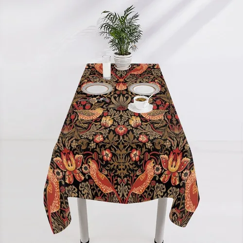 Miniatura 242 de Mantel Floral Retro de Pájaros, Diseño Original Bohemio William Morris Estampado Cubierta de Mesa para Hogar Picnic Fiesta Comedor Cocina William
