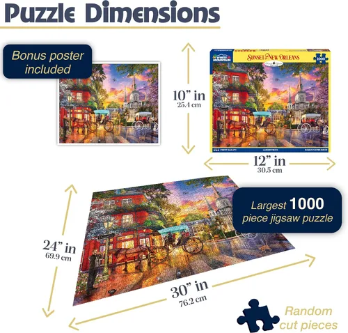Miniatura 3 de White Mountain Rompecabezas de 1000 piezas, rompecabezas escénico del estado de Luisiana con piezas grandes para adultos y familia, de 24 x 30