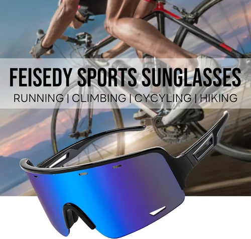 Miniatura 5 de FEISEDY Gafas de sol deportivas para ciclismo, gafas de béisbol para jóvenes, adolescentes, protección UV400 B2974 Negro-Azul