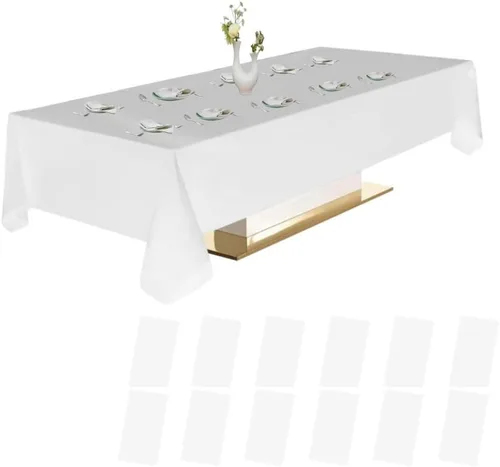Miniatura 12 de Urby Paquete de 12 manteles rectangulares de plástico, con asientos para 4-6 personas, mantel desechable resistente y empaquetado individualmente