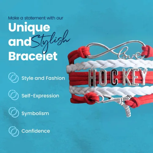 Miniatura 3 de Pulsera con dije de hockey, joyería de hockey sobre hielo, pulsera de hockey con amor infinito, regalo para ella