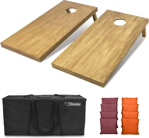 Miniatura 49 de GoSports 4 ft x 2 ft Regulation Size Wooden Cornhole Boards Set with Light Brown Finish - Includes Carrying Case and Bean Bags Negro- gris