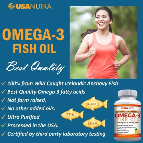 Miniatura 3 de Aceite de pescado Omega 3 de 2250 mg con 1350 EPA + 900 DHA Aceite de pescado islandés capturado en la naturaleza de triple fuerza, 120 cápsulas.