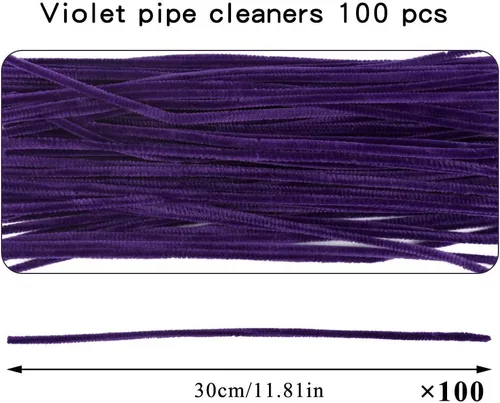Miniatura 2 de 100 Piezas Limpiapipas Morados, Limpiapipas para Manualidades DIY Artes y Artesanías Decoraciones, Tallos de Chenilla (Morado)