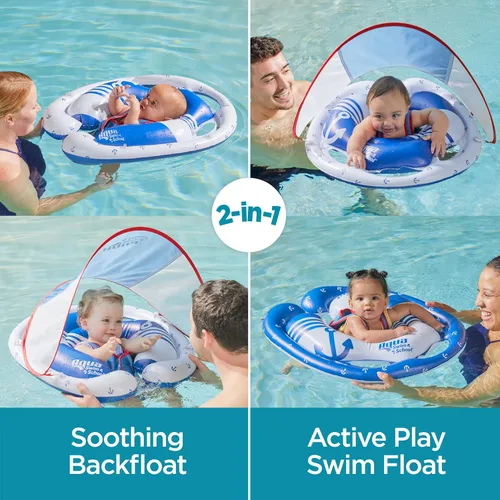 Miniatura 3 de SwimSchool Freestyle - Flotador de piscina para bebé con múltiples posiciones, asiento de seguridad ajustable, natación libre, doble cámara de aire