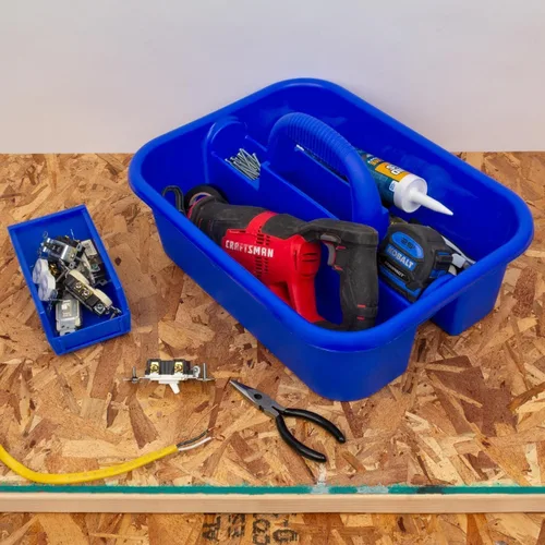 Miniatura 2 de Akro-Mils 09185 Contenedor de plástico para herramientas y suministros de limpieza con asa, (18-3/8 pulgadas x 13-7/8 pulgadas x 9 pulgadas), azul