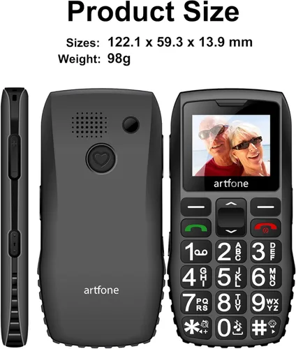 Miniatura 6 de artfone C1+ 4G - Teléfono celular con botón grande Volte desbloqueado para personas mayores, teléfono móvil básico para el botón SOS de personas