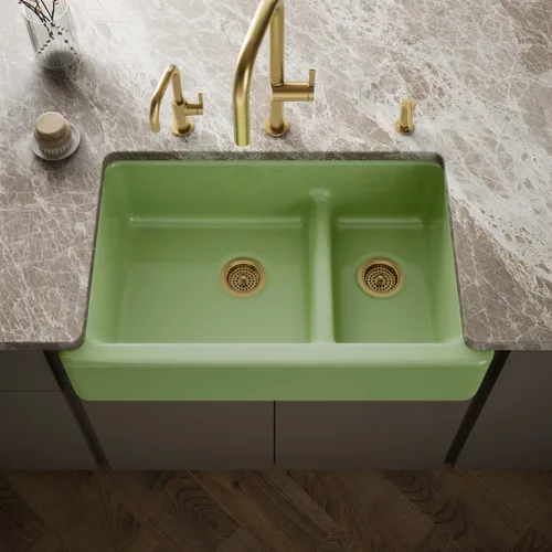 Miniatura 22 de KOHLER Whitehaven® K-6427-42 - Fregadero de cocina empotrado de 35-3/4 pulgadas, autorecortable, Smart Divide, Grande/Mediano con Delantal alto
