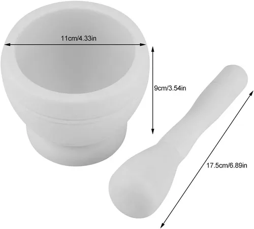 Miniatura 3 de PP Material Molienda Tazón, Mortero y Maja Set, Molinillo de ajo de plástico manual para el hogar, uso en la cocina (blanco)