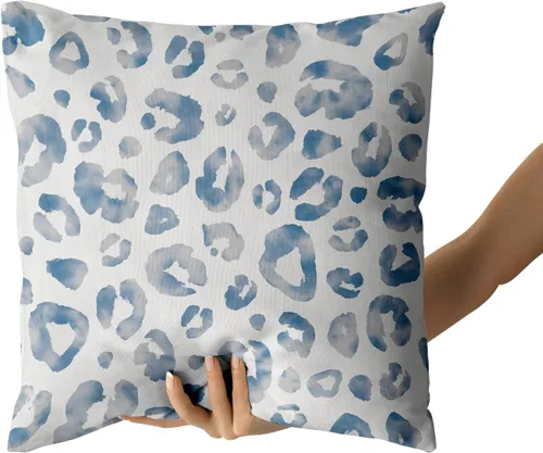 Miniatura 4 de Juego de 2 fundas de almohada con estampado de leopardo gris aguamarina de 16 x 16 pulgadas, diseño de guepardo gris acuarela y blanco, fundas
