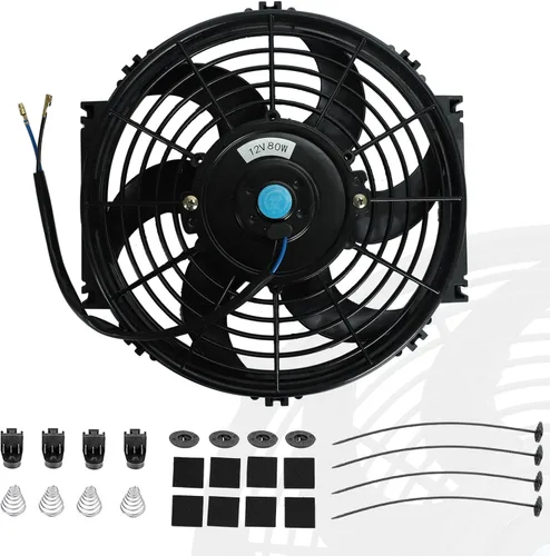Miniatura 13 de 7 "pulgadas universal delgado ventilador push pull radiador eléctrico refrigeración 12V kit de montaje negro