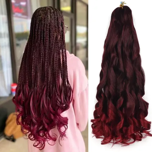 Miniatura 18 de Cabello rizado francés para trenzar de 12 pulgadas, 8 paquetes de cabello rizado preestirado para trenzas de caja, rizos franceses, trenzas