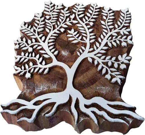 Miniatura 13 de Sello de madera de arcilla Patrón de árbol grande Bloque de impresión grande