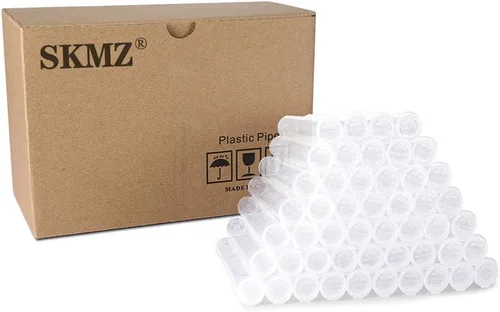 SKMZ - Tubos de plástico vacíos transparentes de 0.0 fl oz y 0.0 fl oz cartuchos de embalaje con tapas superiores para proteger a los niños (100