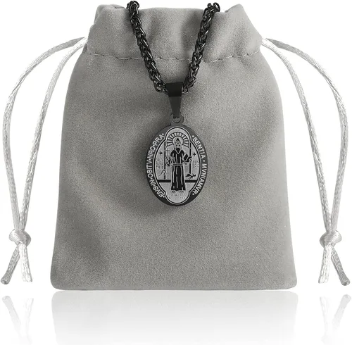 Miniatura 7 de RS Collar con medalla de San Miguel, Cristóbal, JudeBenedictoJoséAntonio, para hombres, 24 en regalos religiosos