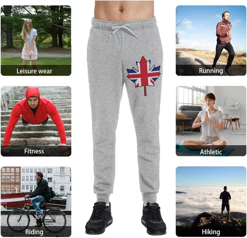 Miniatura 5 de British Flag Canada Maple Leaf Men's Casual Yoga Sweatpants Workout Athletic Elastic Waist Pants Outdoor Jogger Pants Black