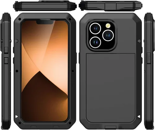 Miniatura 4 de Funda protectora de cuerpo completo 360 para iPhone 14 Pro Max, resistente a los golpes, funda de metal de aluminio con protector de pantalla