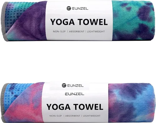 Miniatura 25 de Toalla de yoga Eunzel, toalla para esterilla de yoga caliente con puntos de agarre absorbentes de sudor, antideslizante para yoga caliente, pilates