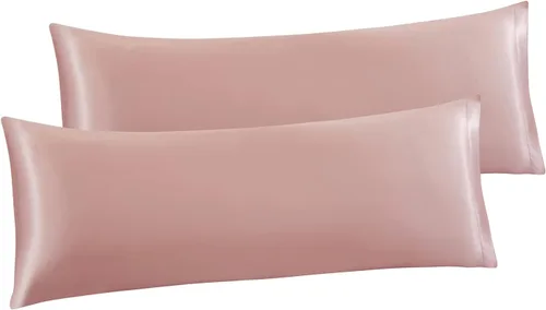 Miniatura 63 de Ersmak Juego de 2 fundas de almohada de satén estándar, ultra suaves y sedosas para cabello y piel, resistentes a las arrugas a la decoloración