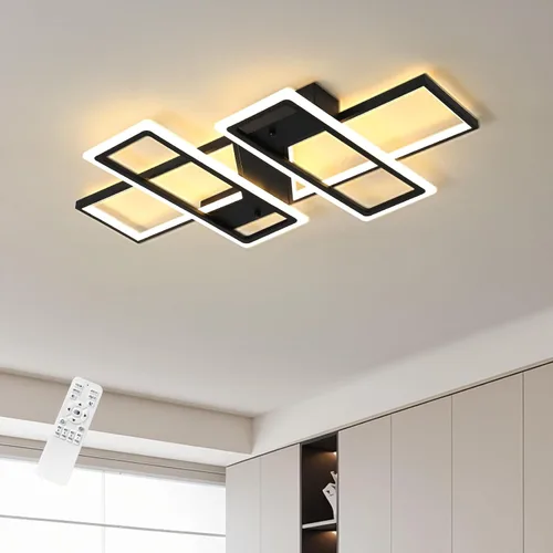 Miniatura 14 de GEADI Lámpara de techo moderna regulable, lámpara de techo LED blanca de 35.4 pulgadas con control remoto, accesorio de iluminación rectangular