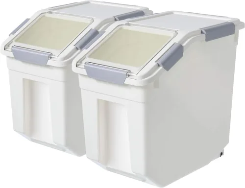 Miniatura 7 de LISM Paquete de 2 recipientes de almacenamiento de alimentos para perros con cuchara, contenedor hermético grande para alimentos para perros