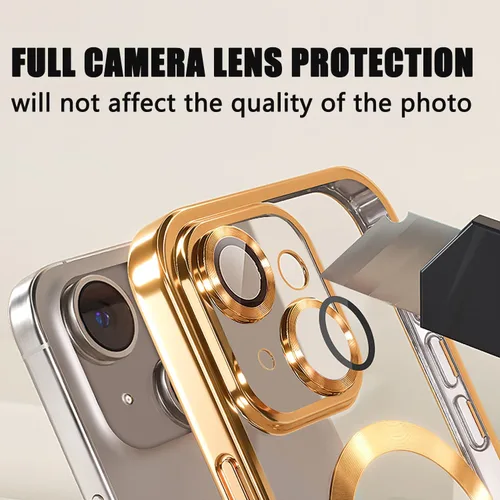 Miniatura 6 de Misscase Funda magnética compatible con iPhone 14 con purpurina y protector de lente de cámara, protección completa, compatible con MagSafe