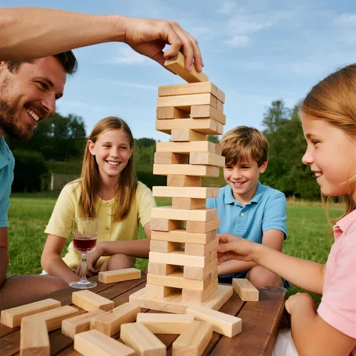 Miniatura 5 de Juego de Torre Tambaleante, Juegos al Aire Libre para Adultos y Niños, Más de 3.3 Pies, 60 Piezas Premium de Juegos de Apilamiento de Madera