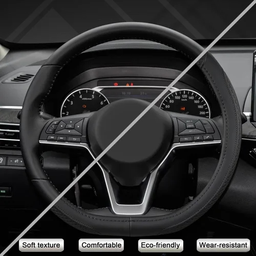 Miniatura 7 de West Llama - Funda personalizada para volante de automóvil para Nissan, funda para volante en forma de D para Rogue, Altima, Kicks (Forma D-Negro)