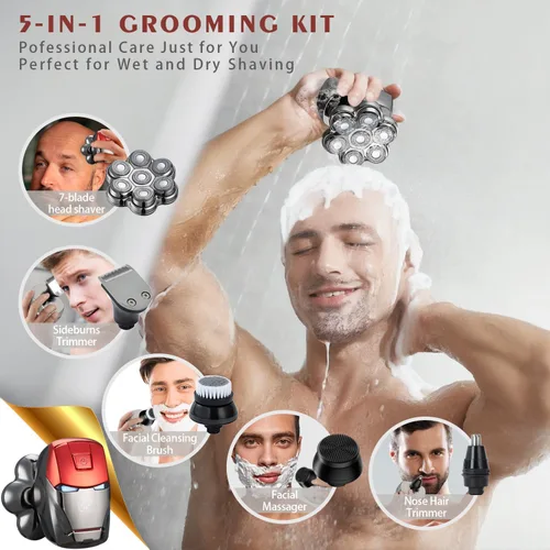 Miniatura 3 de Afeitadoras de cabeza para hombres calvos, afeitadora magnética desmontable mejorada, IPX7, impermeable, para hombres y mujeres, pantalla LED 7D