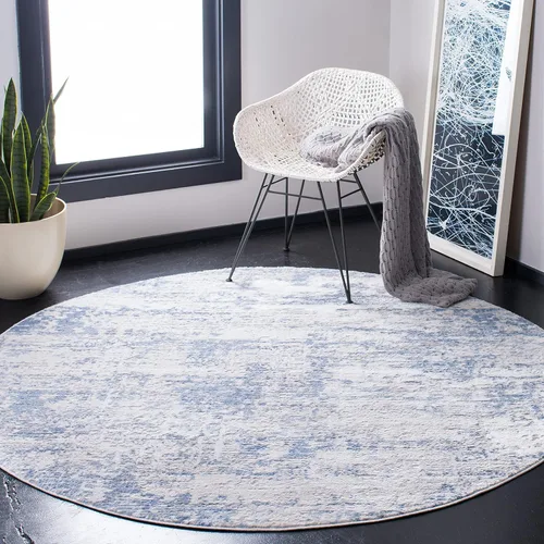 Miniatura 31 de SAFAVIEH Amelia Collection ALA700A - Alfombra decorativa de 2'2" x 4', diseño moderno abstracto, color marfil y azul, no desprende pelusa y de fácil