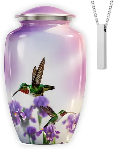 Miniatura 16 de Juego de 6 urnas funerarias decorativas de colibrí para cenizas de adultos hombres y mujeres, incluye 1 urna grande con 4 urnas conmemorativas