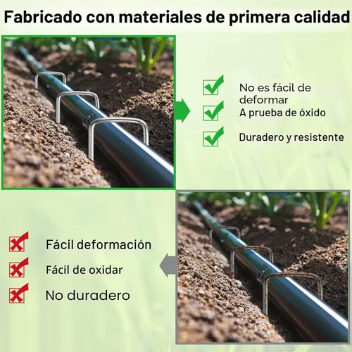 Miniatura 4 de Paquete de 24 estacas de jardín, estacas en forma de U, grapas de paisaje galvanizadas, estacas de tierra, para paisajismo, asegurar tela de barrera