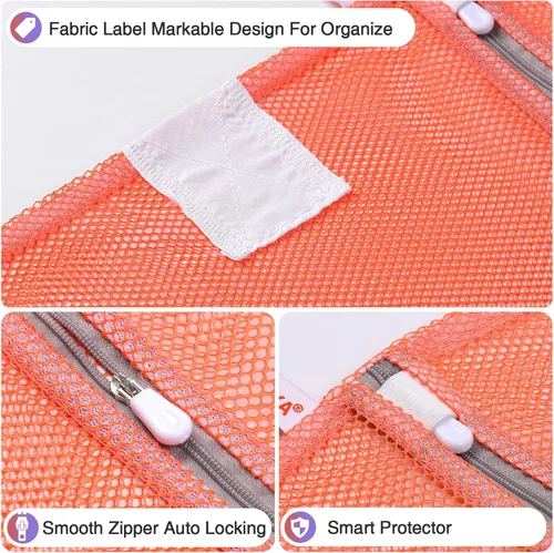 Miniatura 3 de Paquete de 5 bolsas de malla para lavandería con etiqueta de identificación, bolsas resistentes para ropa delicada, medias, ropa interior, viajes
