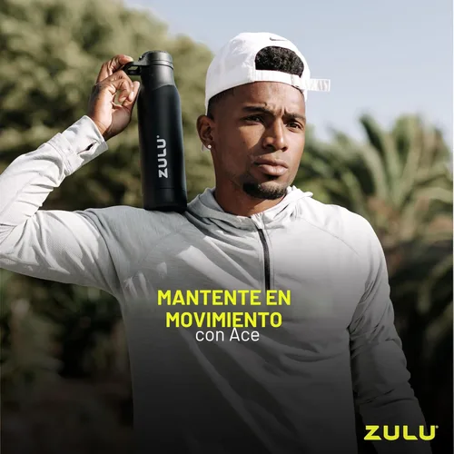Miniatura 6 de Botella de agua con aislamiento al vacío de acero inoxidable ZULU Ace con pico para tragar, tapa con cierre a prueba de fugas y base extraíble