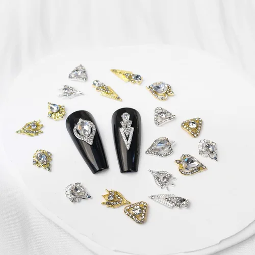 Miniatura 3 de 20 dijes de diamantes de imitación 3D para uñas de aleación para uñas acrílicas, parte trasera plana, gemas de cristal de cristal, tachuelas